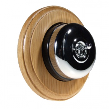 1 Gang 2 Way Light Oak, Polished Chrome Dome Period Switch